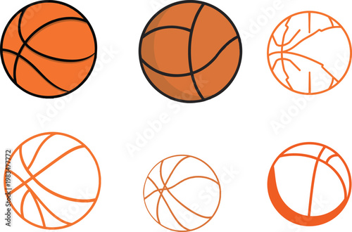 Minimal Vector Icon of Basketball in Outline Style with Round Shape and Court Lines, Clean Line Art Sports and Game Symbol on White Background, Modern EPS Illustration for Athletics, Fitness, and Spor