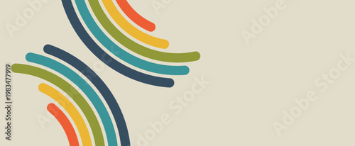 minimalist retro rainbow curves header background