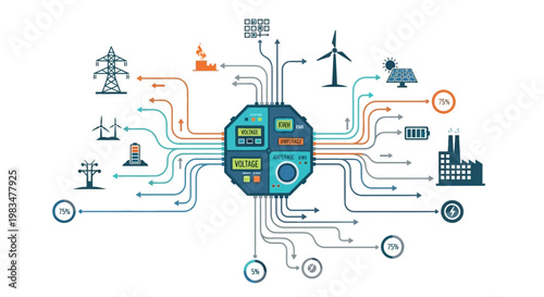 Smart Grid Technology: Renewable Energy Sources Connected to Central Hub