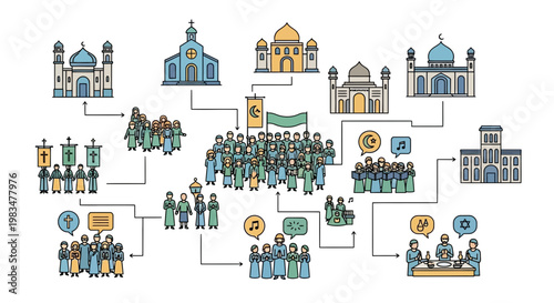 Interfaith Dialogue and Religious Harmony Concept Illustration