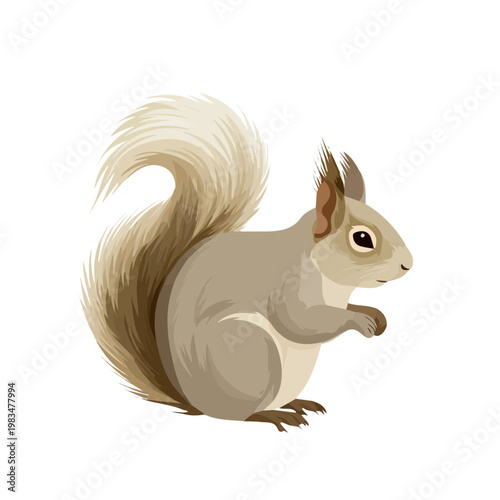 Simple flat 2D vector graphic of a Squirrel in modern icon style, isolated on a white canvas