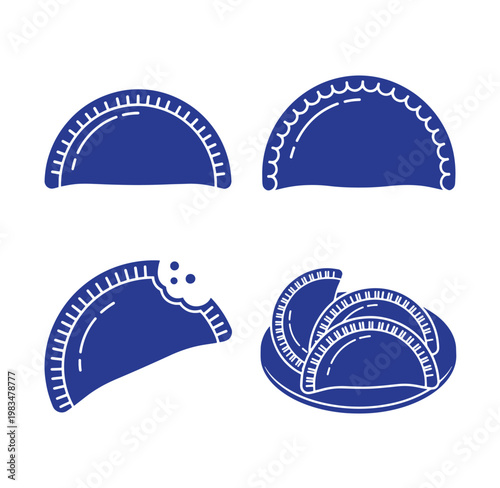Blue dumplings on white background for food illustration  various types