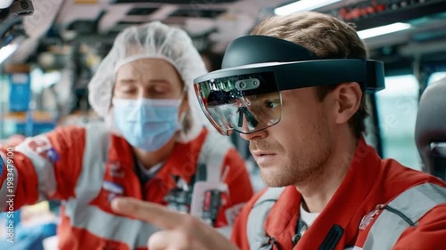 Medical Professionals Utilizing Augmented Reality: Two medical professionals are seen immersed in an augmented reality experience, likely within an ambulance setting.