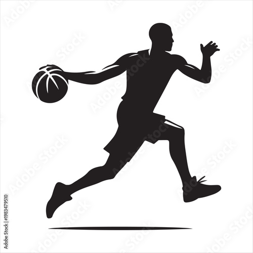 Basketball player abstract silhouette outline logo design concept illustration idea