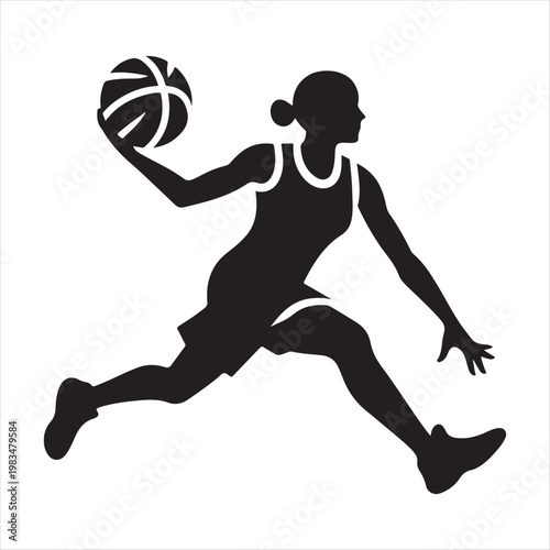 Basketball player abstract silhouette outline logo design concept illustration idea