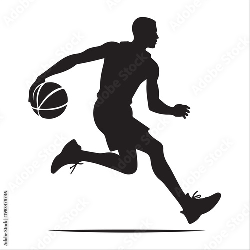 Basketball player abstract silhouette outline logo design concept illustration idea