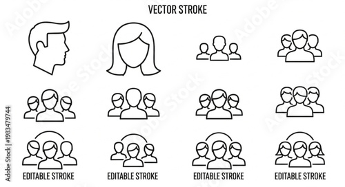 Collection of Human Icons Representing People and Groups.