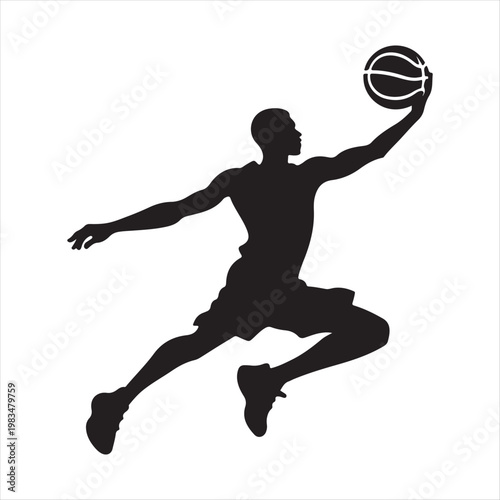 Basketball player abstract silhouette outline logo design concept illustration idea