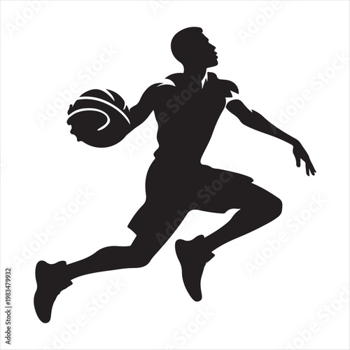 Basketball player abstract silhouette outline logo design concept illustration idea