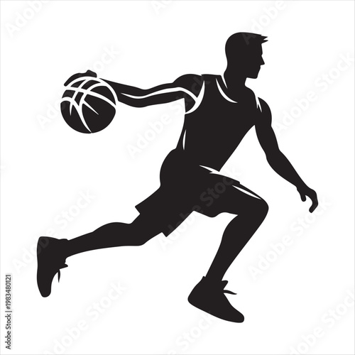 Basketball player abstract silhouette outline logo design concept illustration idea
