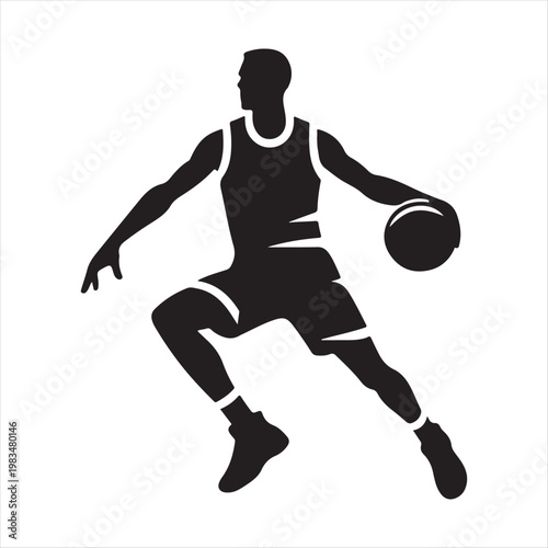 Basketball player abstract silhouette outline logo design concept illustration idea