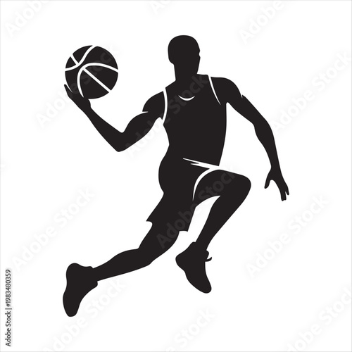 Basketball player abstract silhouette outline logo design concept illustration idea