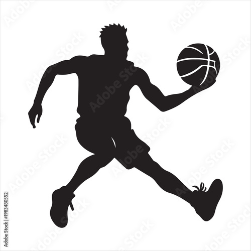 Basketball player abstract silhouette outline logo design concept illustration idea