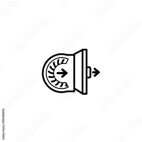 Technical vector icon of fluid flow through a mechanical component