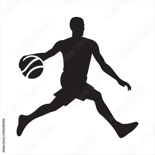 Basketball player abstract silhouette outline logo design concept illustration idea