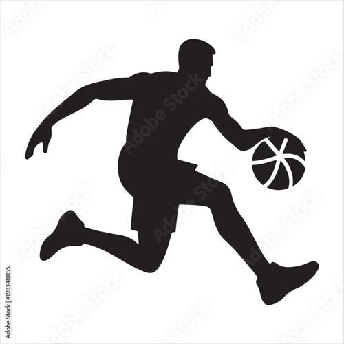 Basketball player abstract silhouette outline logo design concept illustration idea