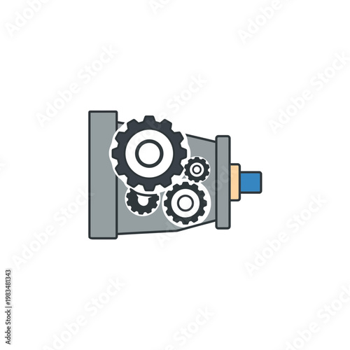 Industrial gearbox mechanism technical illustration