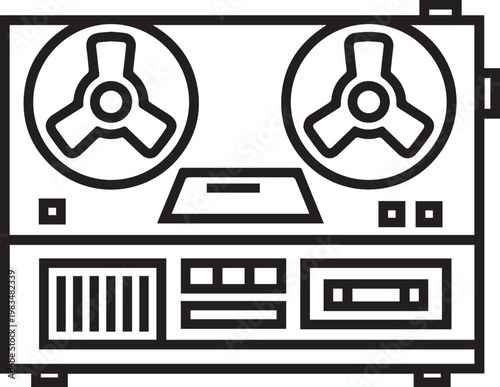 Retro Vintage Analog Cassette Tape Recorder Icon with Spinning Reels – Perfect for Music Production, Audio Engineering, Podcasting, Nostalgia-Themed Branding, Vintage Tech Designs, Retro