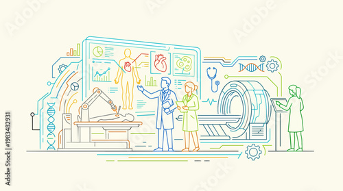 Medical innovation concept scene in S002-V2 strict algorithmic line logic,  same domain comparison round - medical, innovation, concept, scene, s002-v2, strict, algorithmic, line