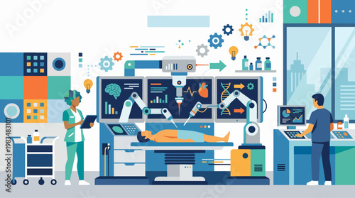 Medical innovation concept scene in S004-V1 functional Bauhaus geometry,  same domain comparison round, disciplined - medical, innovation, concept, scene, s004-v1, functional, bauhaus, geometry