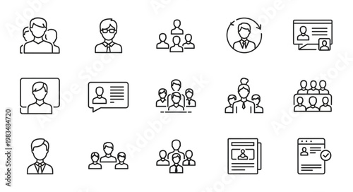 Collection of Human Resource Management Icons Representing People and Teams.