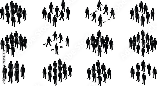 Foto Isometric Crowd Silhouette Icon Set Featuring Group of People, Business Team, an