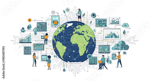 Global Network and Digital Transformation: People Connect Around Earth with Data