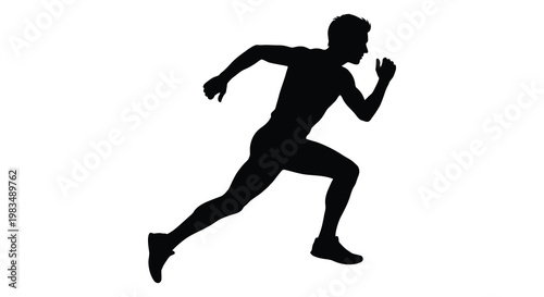 A dynamic runner in mid stride captured as a stark silhouette