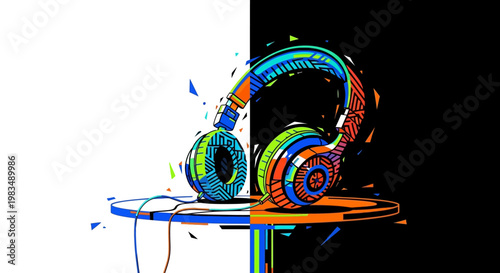 Vibrant Headphones on a Table.