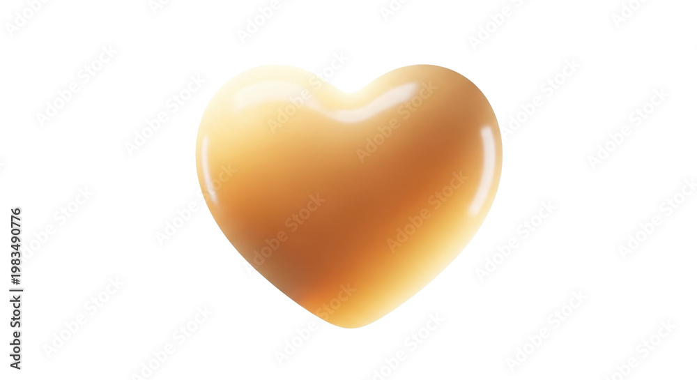 Fototapeta premium Glossy golden heart with soft gradient