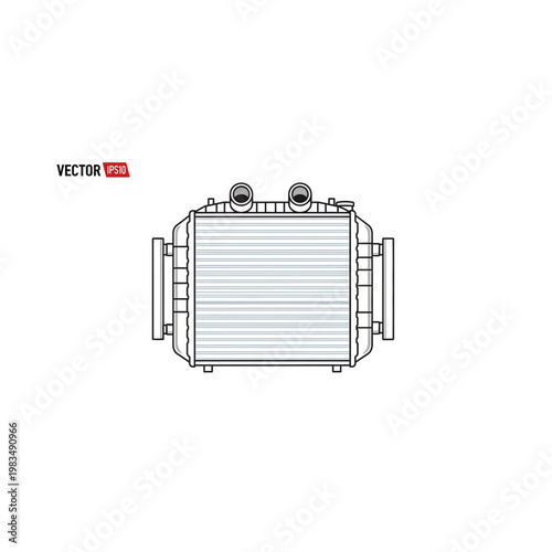 Car radiator heat exchanger icon for automotive cooling system
