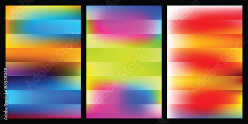 abstract colorful gradient background with blurred horizontal stripes set.