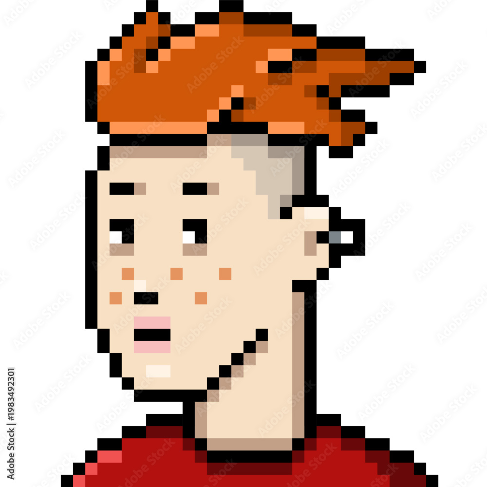 Fototapeta premium Vector Pixel Art Userpic of Woman with Red Hair