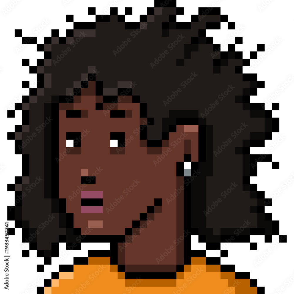 Fototapeta premium Vector Pixel Art Userpic of Black Woman