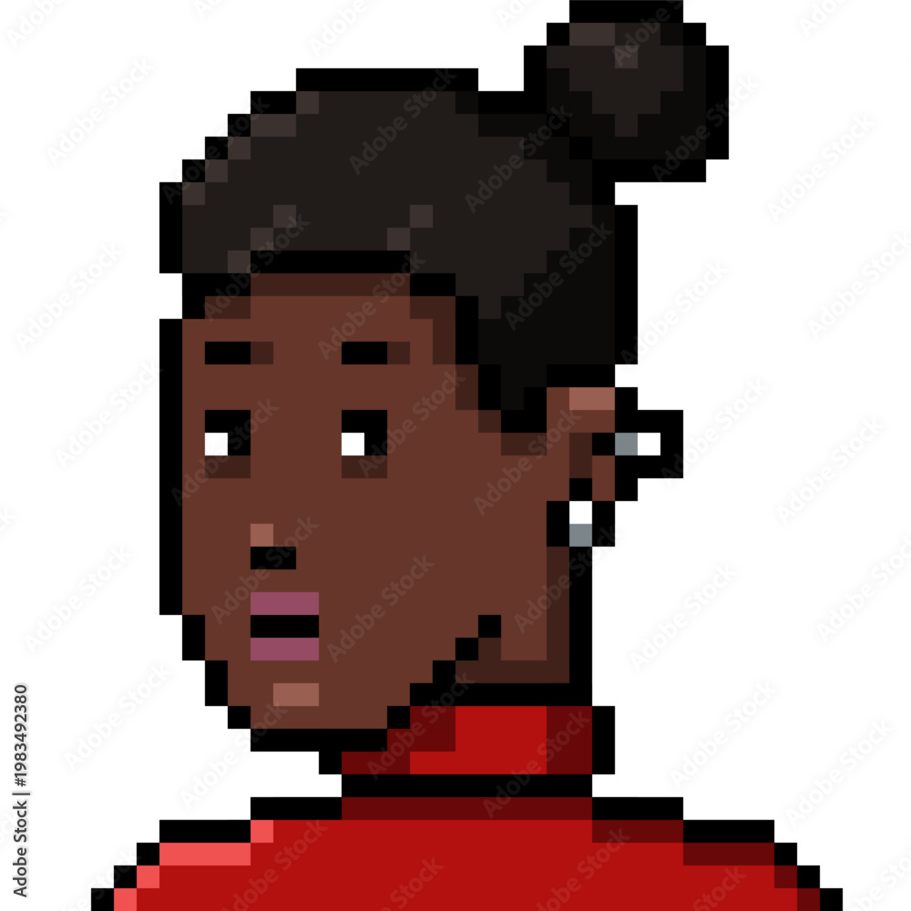 Fototapeta premium Vector Pixel Art Userpic of Black Woman