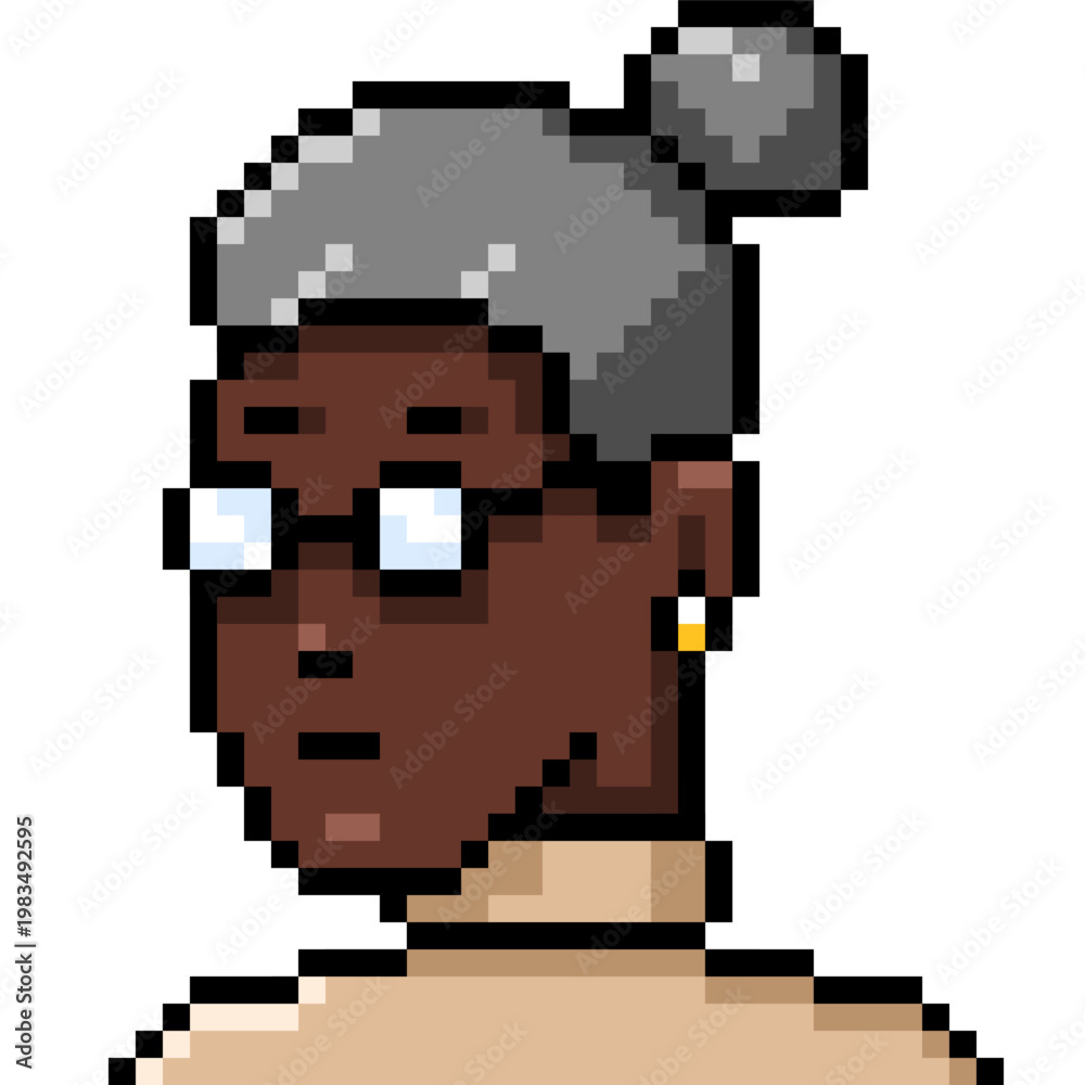Fototapeta premium Vector Pixel Art Userpic of Old Black Woman