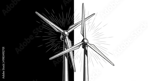 Wind turbines generating clean renewable energy.