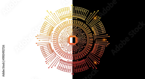 Abstract geometric design with radial lines.