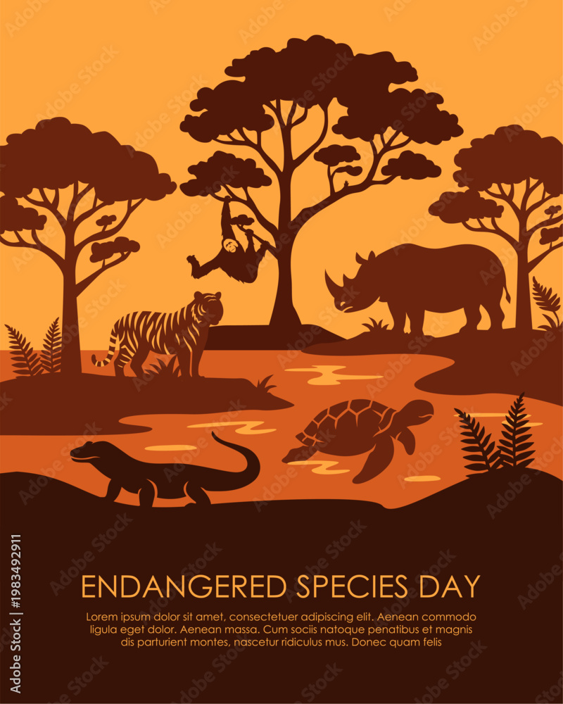 Fototapeta premium vector endangered species day poster template