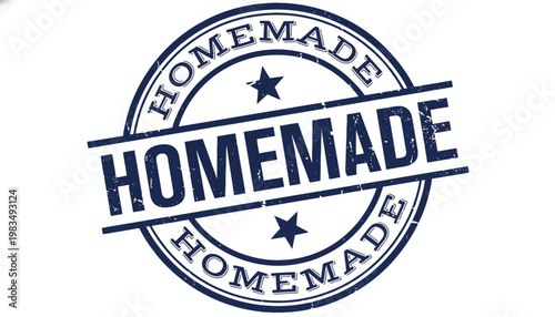 A homemade stamp with the word homemade on a white background