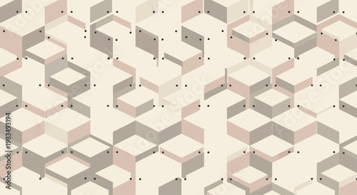 Subtle isometric cubes with scattered black dots create an abstract, geometric pattern