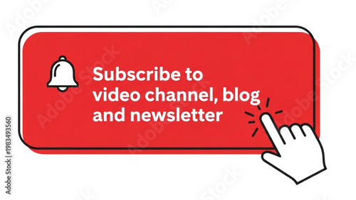 A hand subscribes to a video channel blog and newsletter online