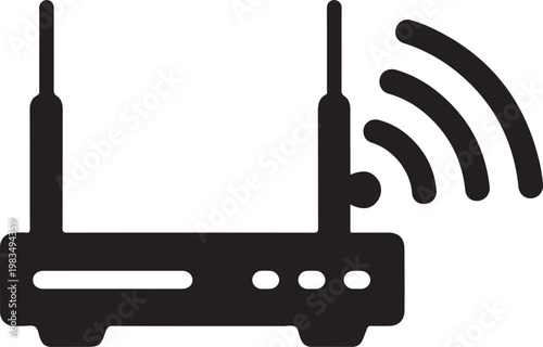 WiFi router icon set, wireless internet modem symbols, network hardware collection, Wireless Internet Signal Device.