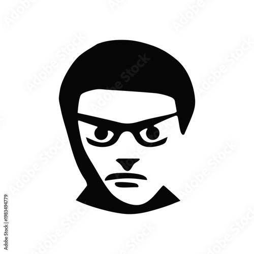 Grumpy Man with Glasses Cartoon Character