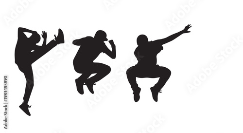 Dancing & Jumping Silhouette Set suitable for music events, festivals, entertainment branding, and party promotions
