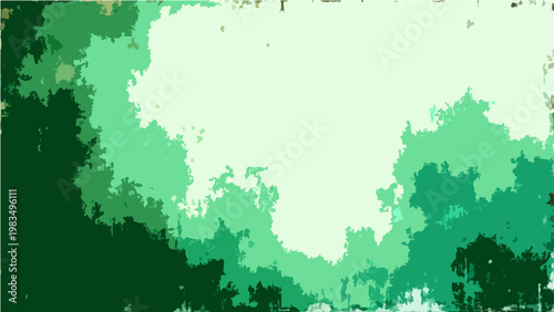 Abstract graphic nature of varying shades of green, natural pattern and shapes. Green composition artistic expression, tranquil representation and earth element.