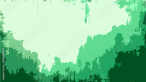 Abstract verdant forest landscape stylized artistic interpretation shades of green serene atmosphere tranquil woodland abstract art background vibrant ecological theme minimal design.