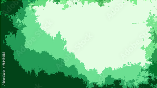 Abstract verdant layered design soft color palette and unique texture illustration graphic art and refreshing green ambiance and minimalist modern style.
