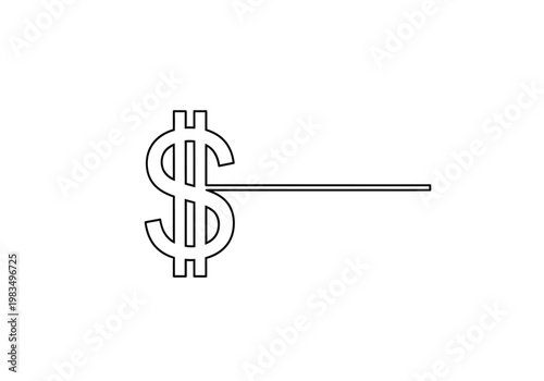 Simple line art illustration of a dollar currency sign with a horizontal line