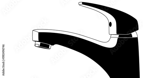 Faucet close-up with sleek design and lime scale buildup visible  